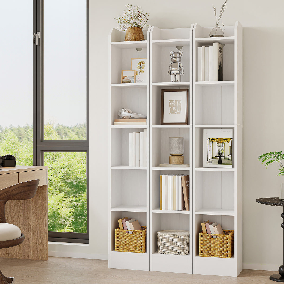 joyunite Bookcase, 6-Tier Narrow Tall Bookshelf, Wooden Bookshelf with Adjustable Shelf, Open Storage Shelf for Bedroom, Living Room, Home Office, 24 x 30 x 169.5 cm, White, BC06913X