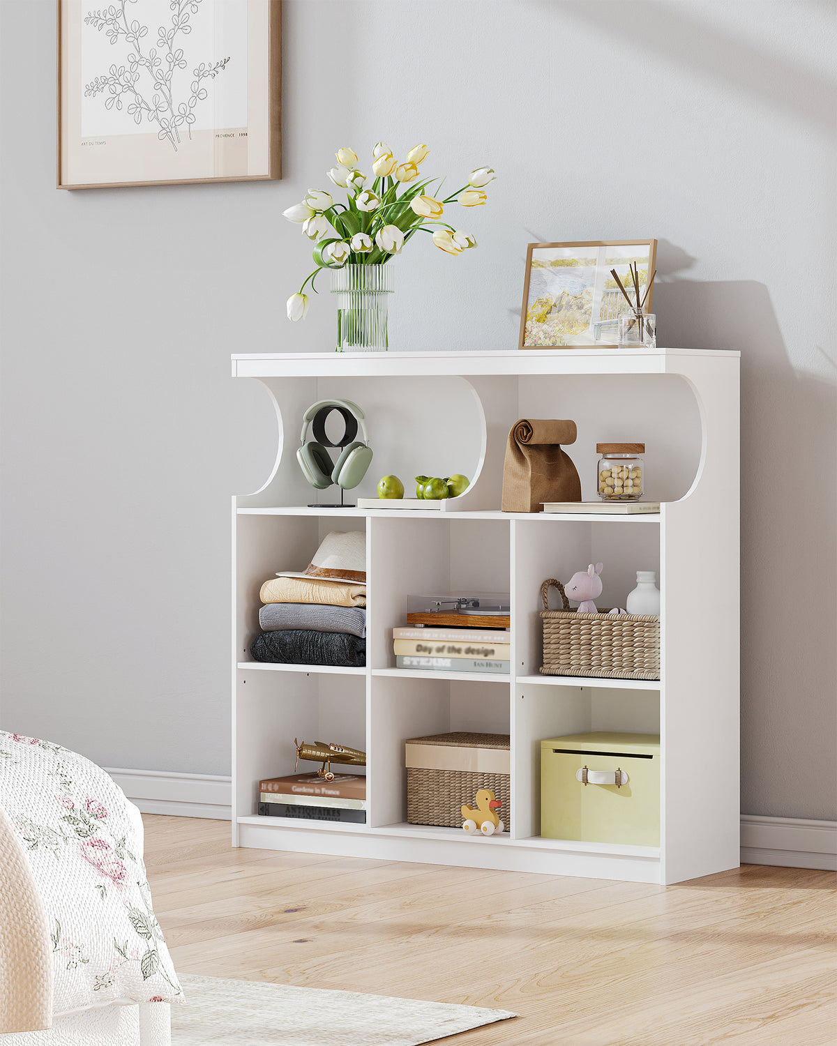 joyunite Bookshelf, 8-Shelf Bookcase, Storage Shelf, Office Shelving, Freestanding Storage Shelf for Bedroom, Living Room, Study and Office 30 x 100 x 100 cm White BC33203X
