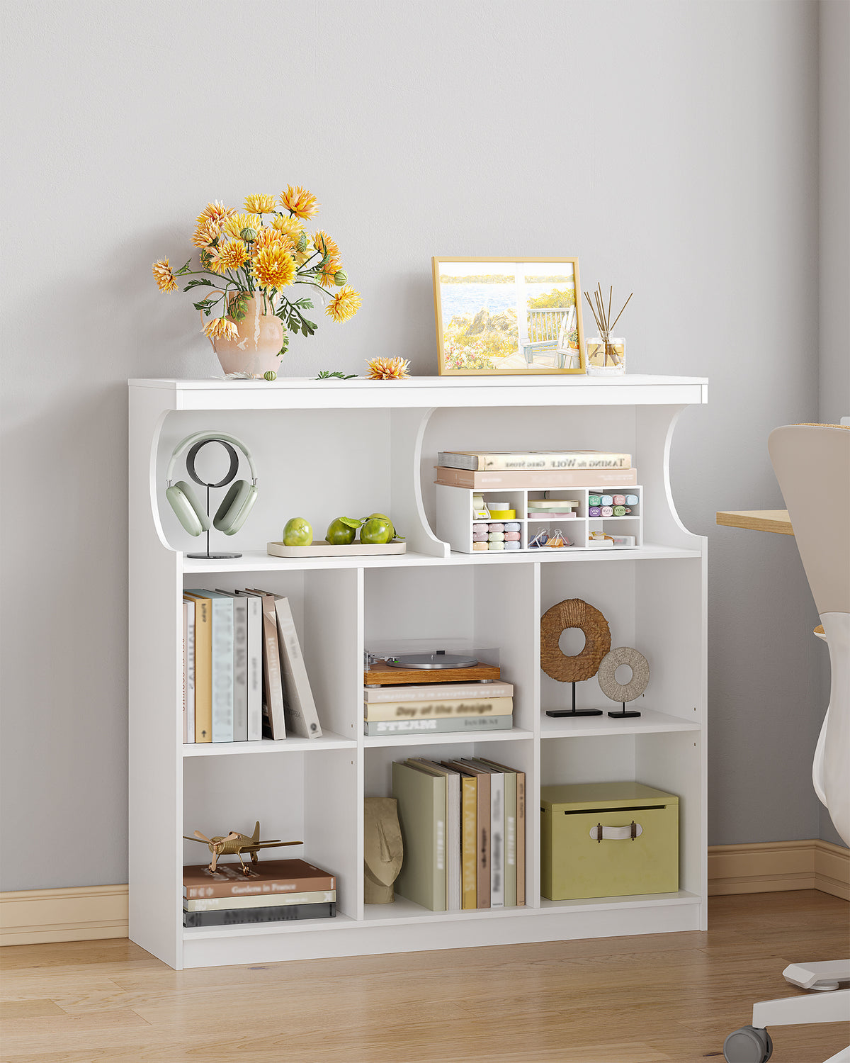 joyunite Bookshelf, 8-Shelf Bookcase, Storage Shelf, Office Shelving, Freestanding Storage Shelf for Bedroom, Living Room, Study and Office 30 x 100 x 100 cm White BC33203X