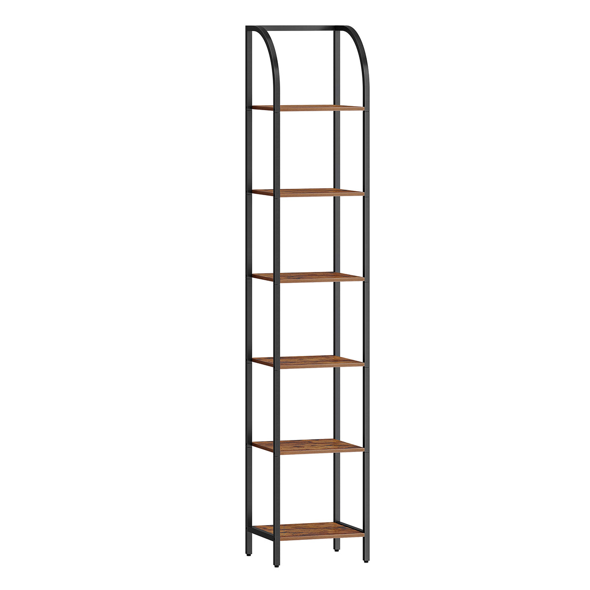 joyunite Bookcase, 6-Tier Bookshelf, Narrow Bookcase Shelving Unit for Living Room, Office, Sturdy, Bedroom, 30 x 33.6 x 178 cm, Industrial, Rustic Brown and Black, BC56001B