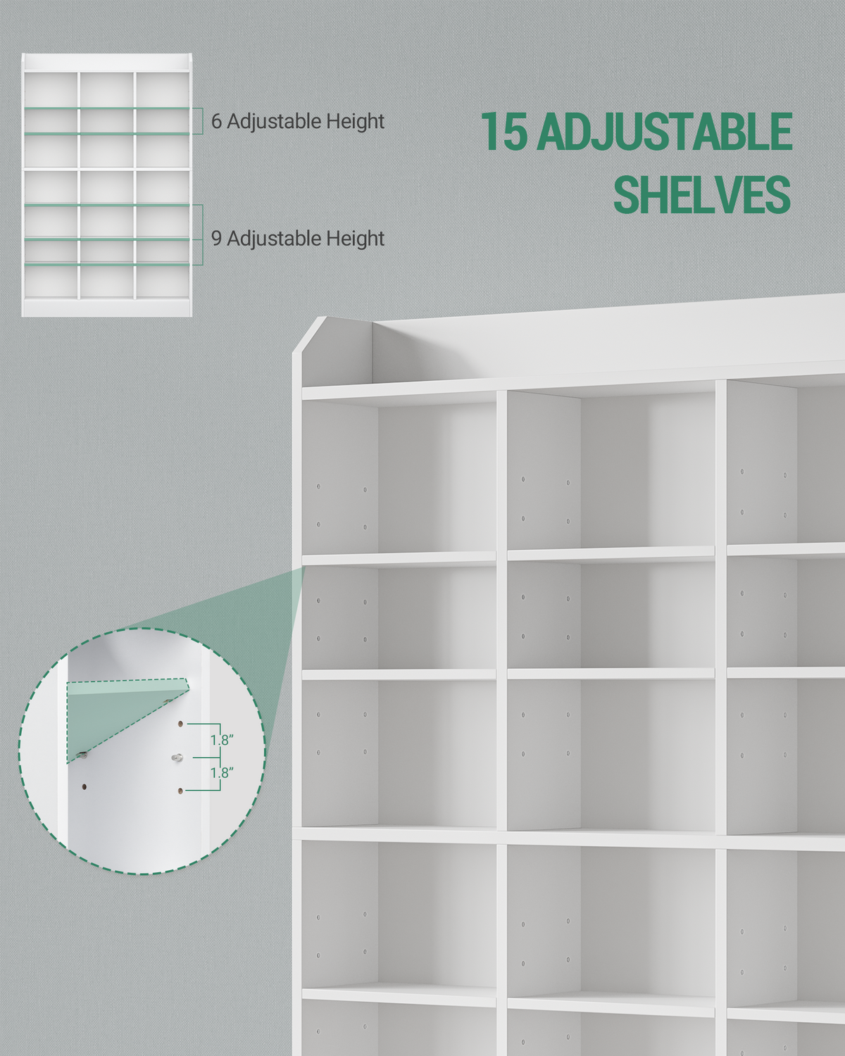 joyunite CD Shelf, DVD Shelf, 8-Tier Open CD Stand with 15 Adjustable Shelves, Manga Shelf, Suitable for Living Room and Study, 17 x 100 x 154.5 cm, White CR18003X